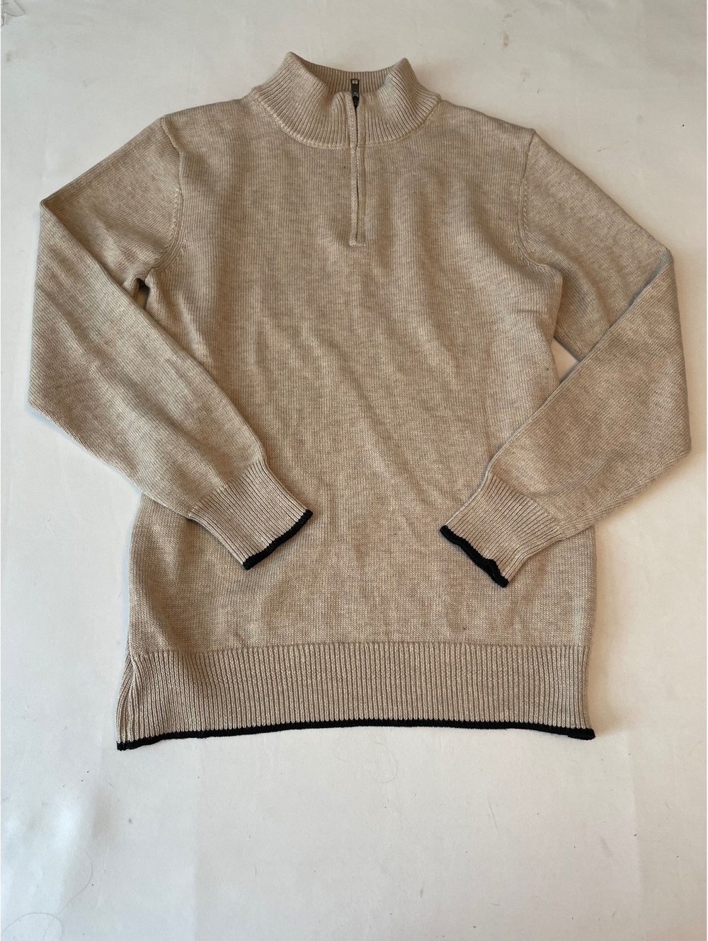 Coofandy Men's Beige Half-Zip Pullover Sweater Size M
